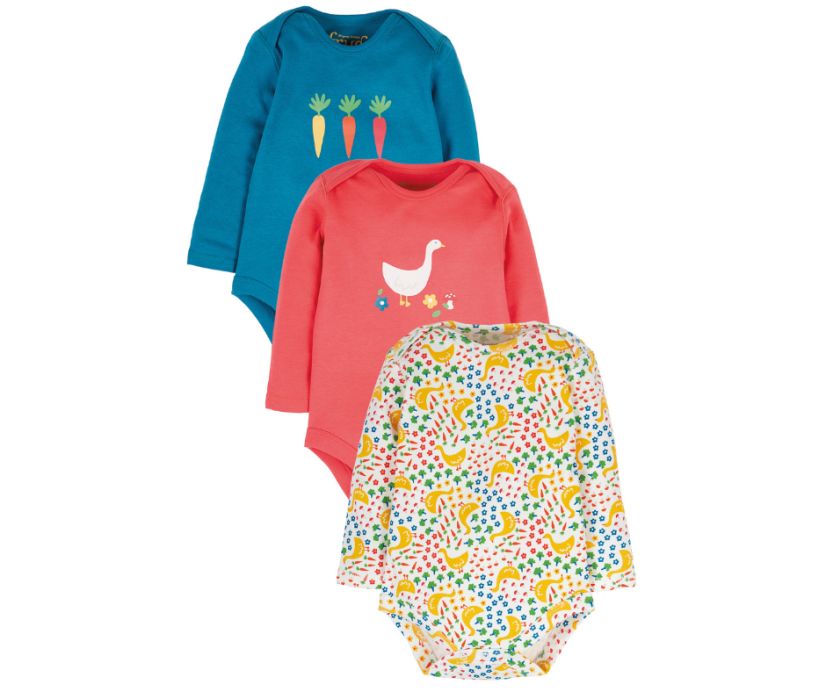 FRUGI Body z BIO bavlny s dlouhým rukávem 3-balení FARM