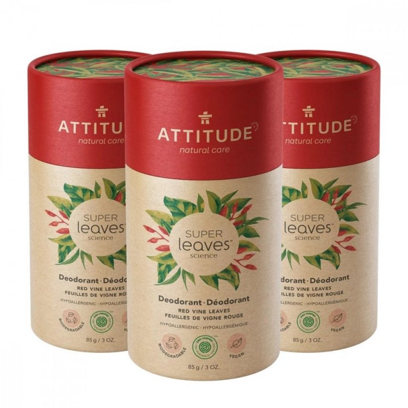 Attitude Přírodní tuhý deodorant Super leaves Červené vinné listy 85g