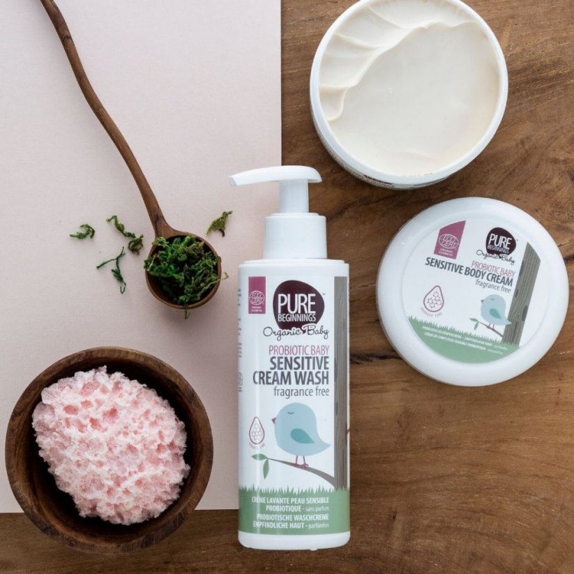 Pure Beginnings PROBIOTICKÉ krémové telové mydlo pre citlivú detskú pokožku bez vône BIO 200ml Spotreba do 30.9.21
