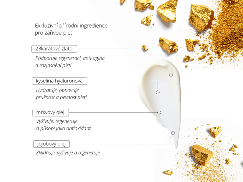 BEWIT Golden Cream – Timeless Flow – luxusný krém s 23-karátovým zlatom pre nadčasovú krásu 50ml