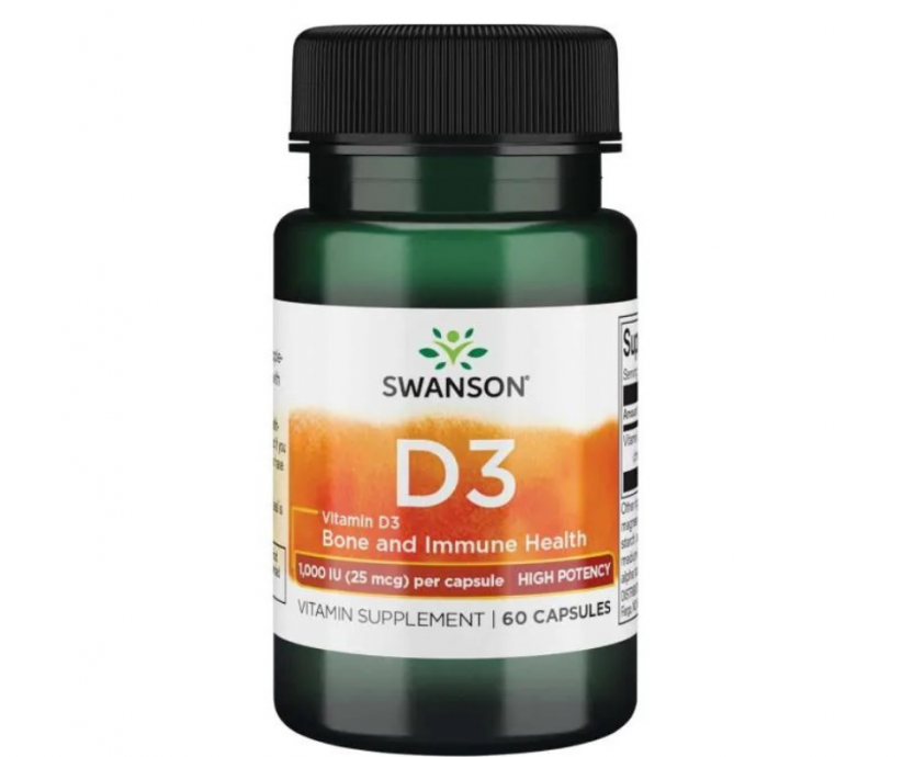 Swanson Vitamin D3, 1000 IU x 60 kapslí