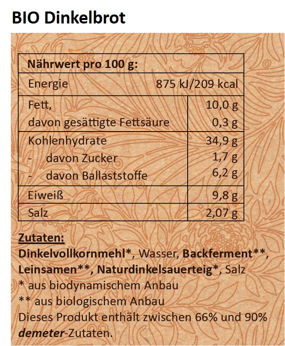 Špaldový kváskový chlieb BIO Demeter trvanlivý až 10 rokov 385g | Landstreicher