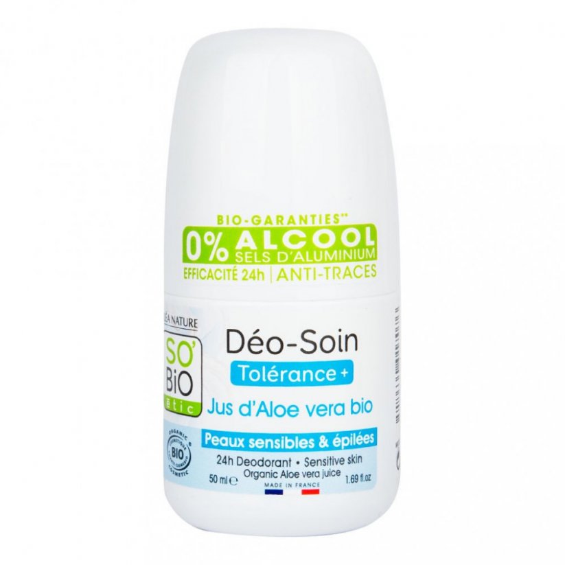 SOBiO Přírodní deodorant 24h Tolerance+ s aloe vera BIO 50ml