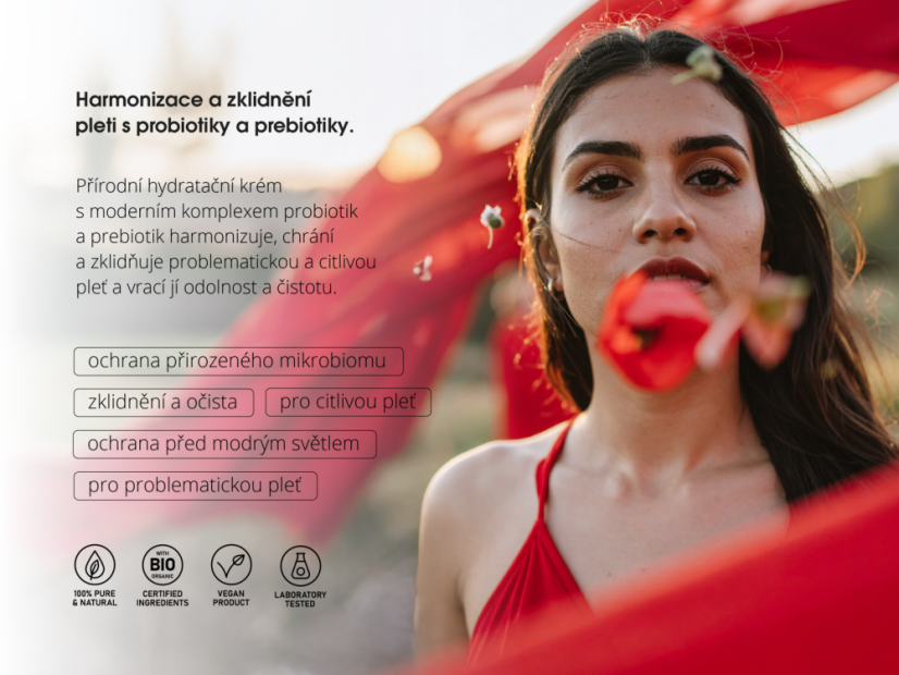 BEWIT Microbiome Symbiotic Cream – Self Love Flow – harmonizující krém s probiotiky a prebiotiky pro zdravý mikrobiom pleti  50ml