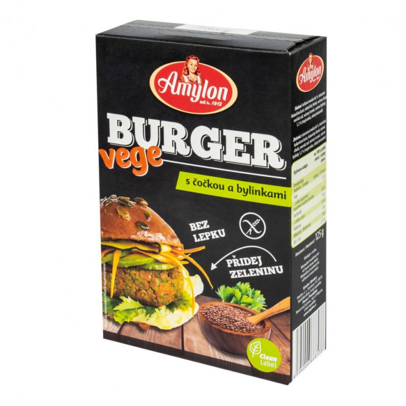 AMYLON Vegetariánský burger s čočkou a bylinkami bezlepkový 125g