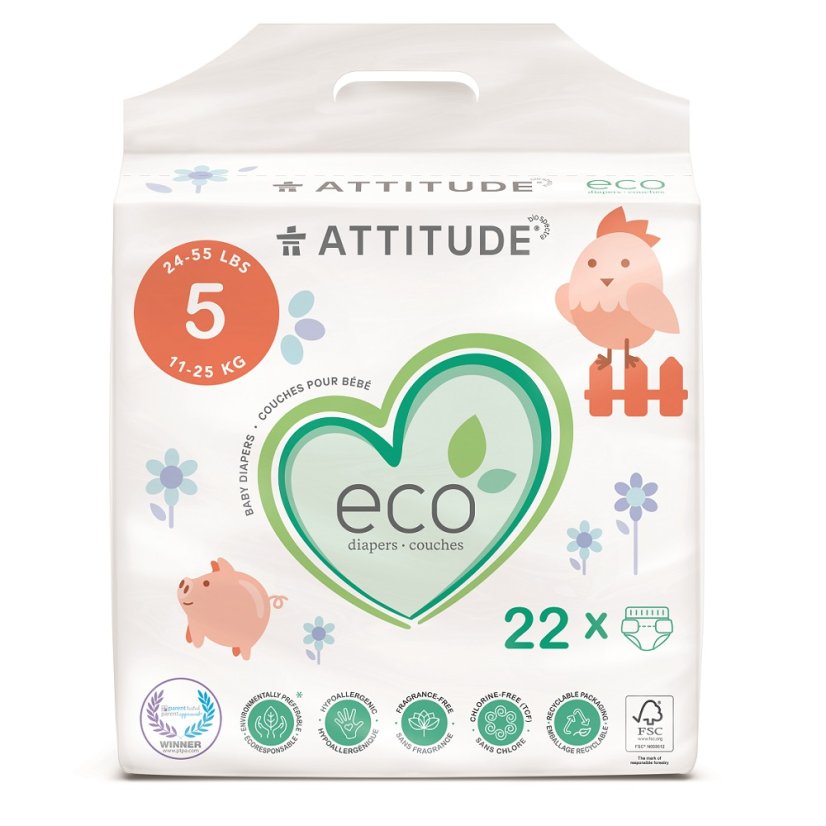 Attitude Dětské plenky Junior (velikost 5 / 11-25kg) 22ks biologicky rozložitelné