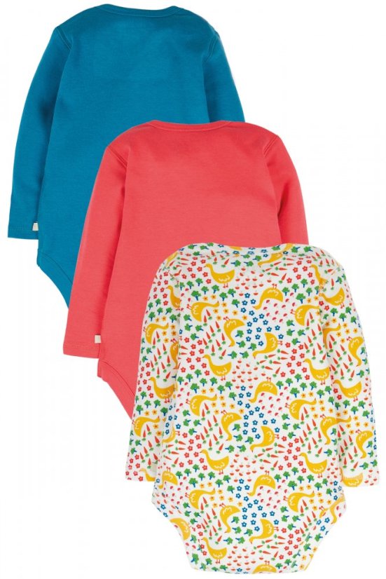 FRUGI Body z BIO bavlny s dlouhým rukávem 3-balení FARM