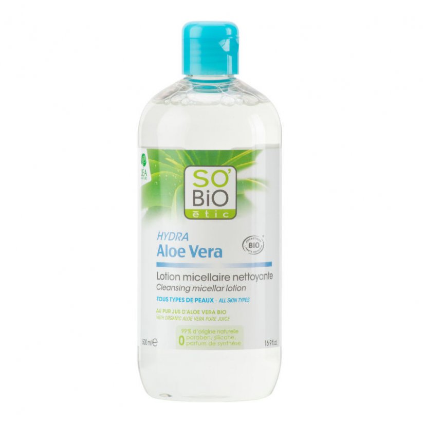 SOBiO Micelární voda čistící pro smíšenou až mastnou pleť Aloe Vera 500ml BIO