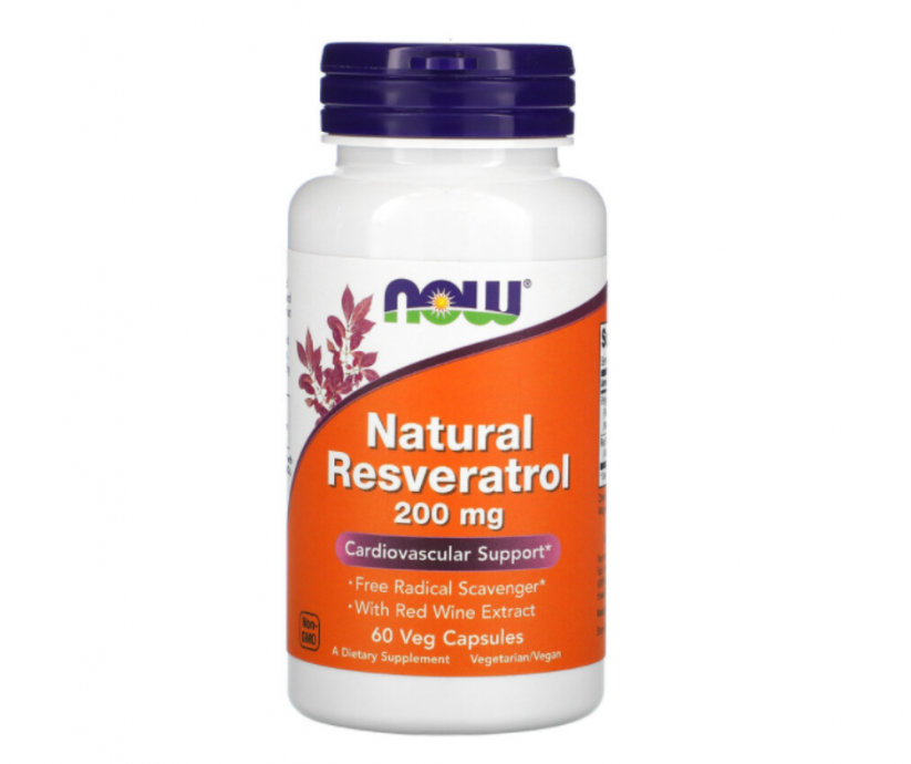 NOW Resveratrol, 200 mg x 60 rastlinných kapsúl