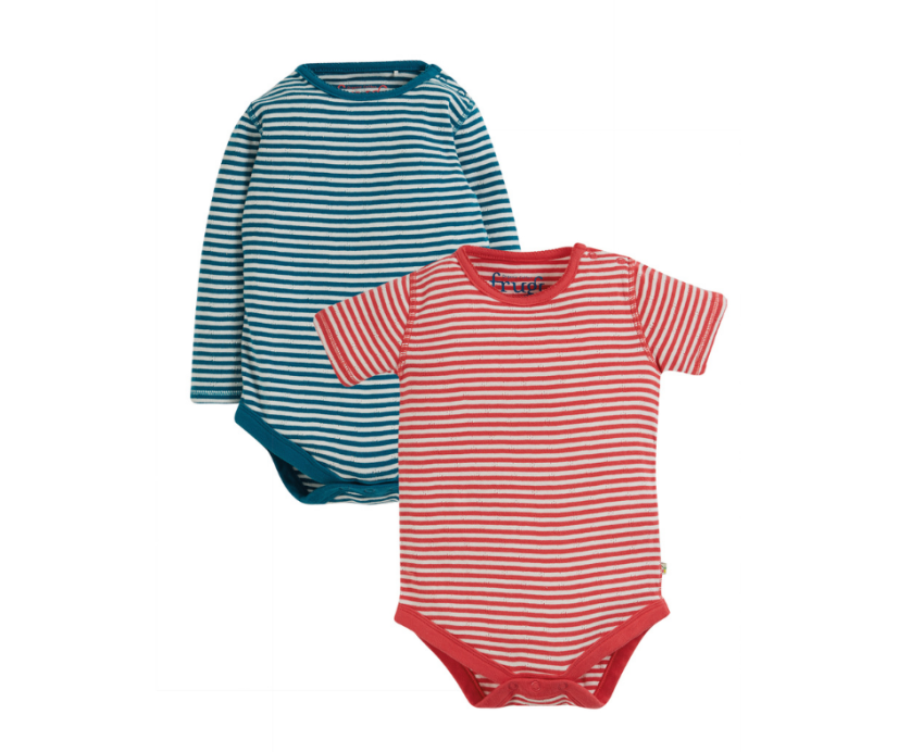 FRUGI Body z BIO bavlny s dlouhým a krátkým rukávem 2-balení Red/Blue
