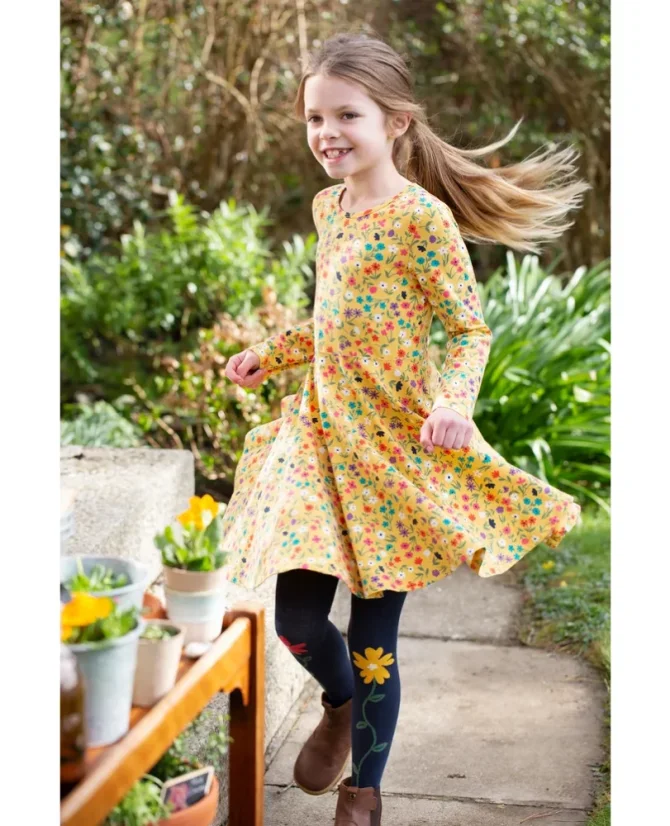 FRUGI šaty z BIO bavlny Skater WILD FLOWERS