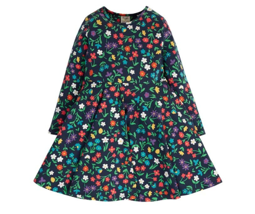 FRUGI šaty z BIO bavlny Skater INDIGO FLOWER